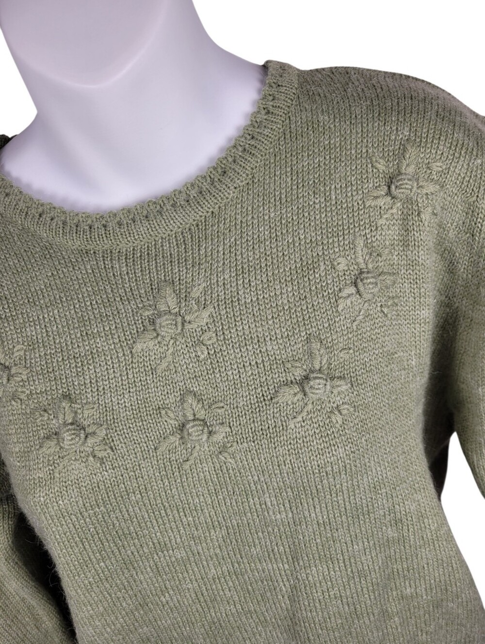 2/$20 Vintage 90s Green Flower Pattern Sweater Top Size: M